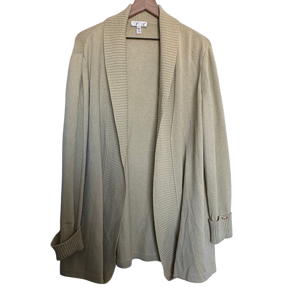 Vintage St John Sport Wool Blend Cardigan Jacket Lg Cream Shawl Collar Oldmoney